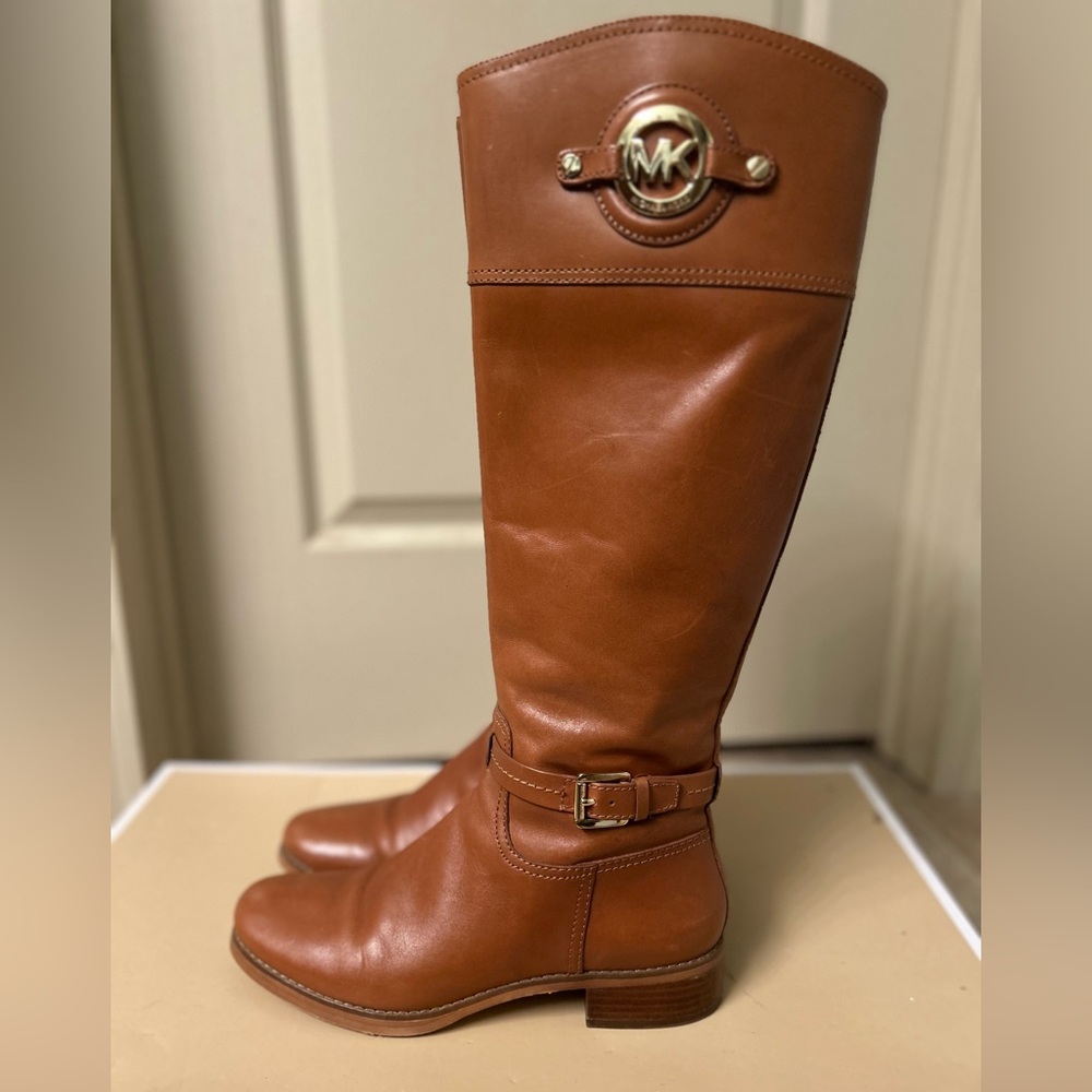 Michael Kors Tan Leather Riding Boots - Picture 2 of 16